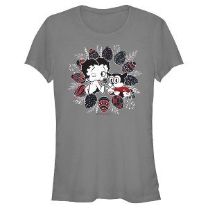 Juniors Womens Betty Boop Easter Egg Frame T-Shirt - 1 of 4