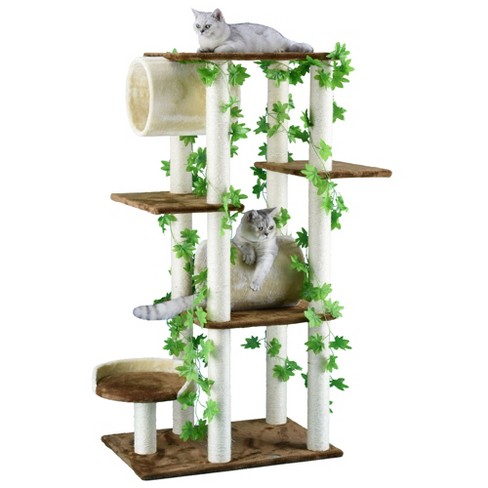 Cat tree shop house with leaves