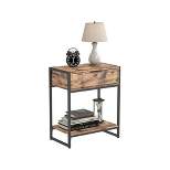 Year Color Industrial 2-Tier Nightstand with Drawer and Side Table for Small Spaces, Living Rooms, and Bedrooms