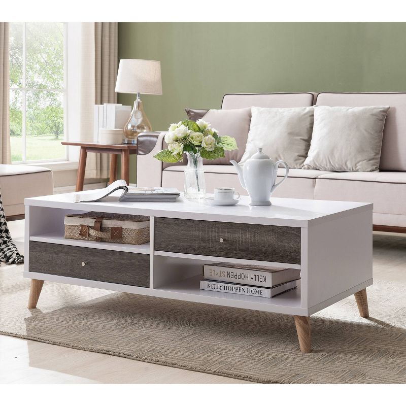 Weller Transitional Two Drawers Coffee Table Dark Gray/White - HOMES: Inside + Out, 3 of 5