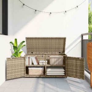 Garden Storage Cabinet Grey PE Rattan, Powder-Coated Steel  vidaXL - 1 of 4