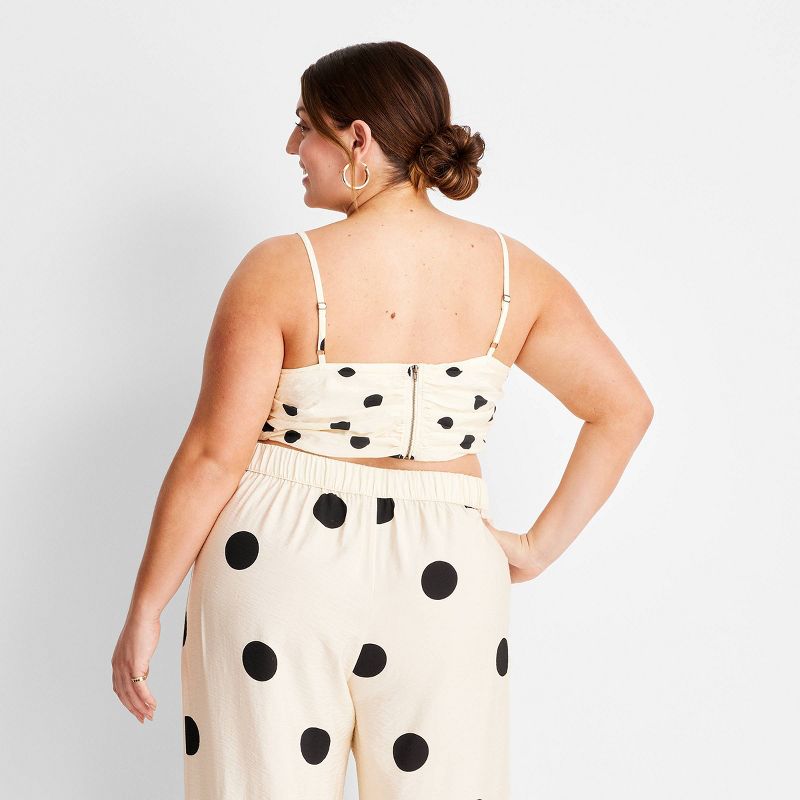 Women's Strappy Crop Top - Future Collective™ with Jenny K. Lopez Cream/Black Polka Dots, 2 of 11