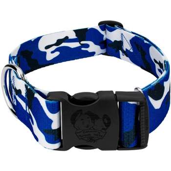 Country Brook Petz 1 1/2 Inch Deluxe Royal Blue and White Camo Dog Collar