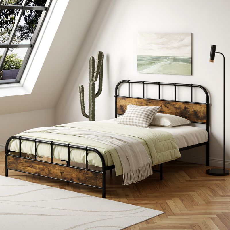Tangkula Queen Size Bed Frame Industrial Platform Bed Frame w/ Under Bed Storage, 3 of 10