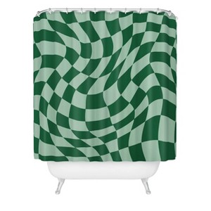 Deny Designs Maria Creative Play Checkers Sage Shower Curtain - 1 of 3