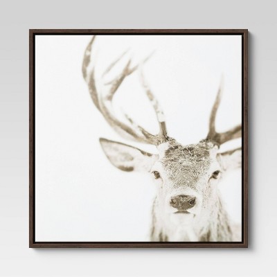 24" x 24" Winter Deer Framed Wall Canvas Black - Threshold™