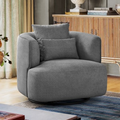 32.3" Wide Upholstered Swivel Accent Chair, 360° Swivel Accent Barrel Chairs, Comfy Club Reading Chairs for Adults for Living Room, Bedroom