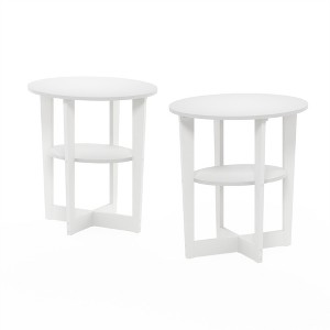 Furinno JAYA Oval End Table, Side Table, Nightstand, White, Set of 2 - 1 of 1