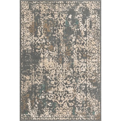 Gray and Beige Abstract 4' x 6' Stain-Resistant Synthetic Rug