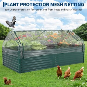 Large Oval Galvanized Raised Garden Bed Kit with Cover Zippered Screen Doors,Open Base Design,Thick Steel,Planter Box for Vegetables,Flowers - 1 of 4