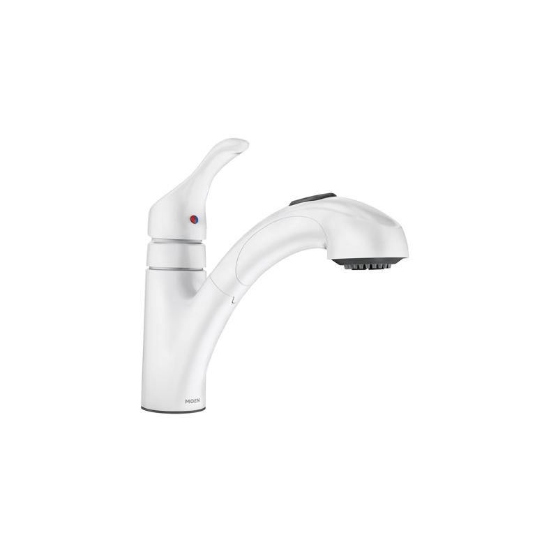 Moen Renzo One Handle White Pull-Out Kitchen Faucet, 1 of 2