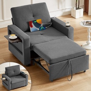 Vipbear 3-in-1 Sofa Chair Bed,42.5" W Convertible Sleeper Chair with Pull Out Bed, USB Charging Ports & Wing Table,Cup Holder,Adjustable Backrest - 1 of 4