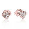 Pompeii3 14K Rose Gold Diamond Pave Petite Heart Studs Dainty High Polished 5.7MM - 3 of 4
