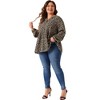 Agnes Orinda Women's Plus Size Elegant Floral Printed V Neck Long Sleeve Chiffon Casual Blouses - 3 of 4