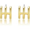14K Gold Plated Triple Huggie Illusion Stud Earrings | Double Huggie Hoop Earrings for One Hole | Gold Hoop Earrings for Women - 3 of 4