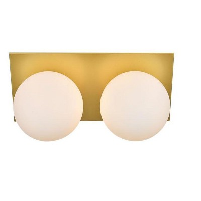 Elegant Lighting Jillian 2 light Brass and frosted white Bath Sconce