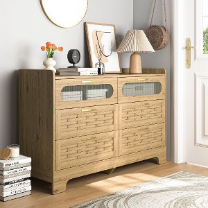 PAGED 30"W Dining Room Cabinet, Buffet Cabinet with Drawer and Adjustable Shelf, 2-Door Farmhouse Sideboard, Barn Door Kitchen Storage Cabinet - 1 of 4