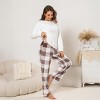 Women's Pink Fuzzy Knit Sweater & Plaid Pants Pajama Set - Cupshe - 2 of 4