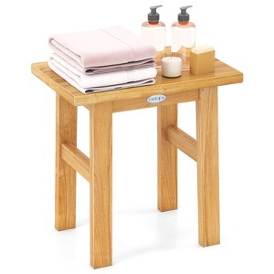 Costway 18" Teak Shower Bench Waterproof Spa Bath Stool for Shaving Legs for Bathroom - 1 of 4