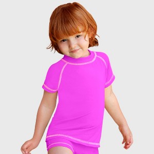 City Threads USA-Made Girls UPF 50+ Short Sleeve Rashguard - 1 of 4