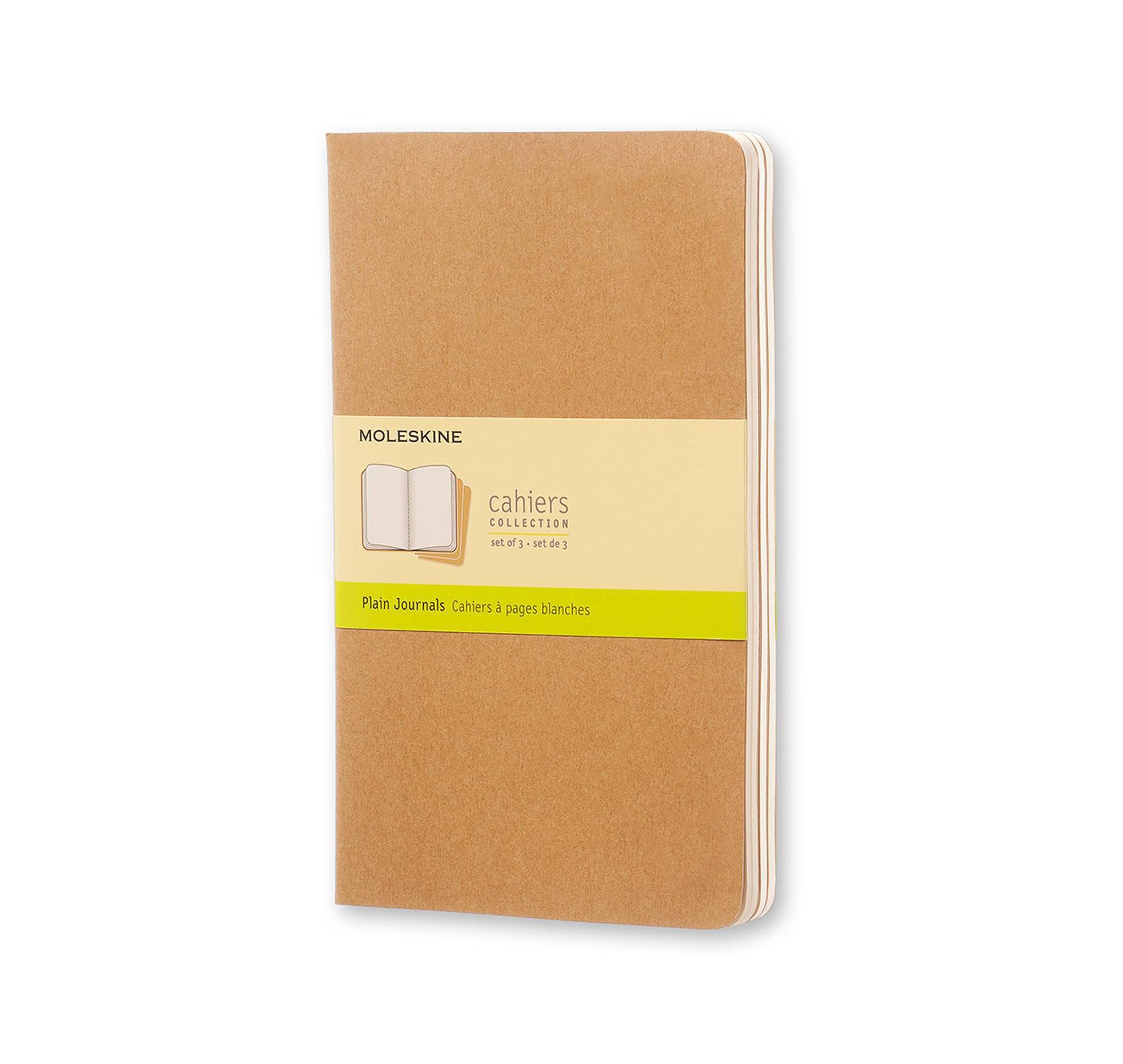 Moleskine Journal, Narrow Ruled, 5" x 8.25", 80pgs, 3ct - Kraft: Flexible Cover, Acid-Free, , Side Stitch Binding