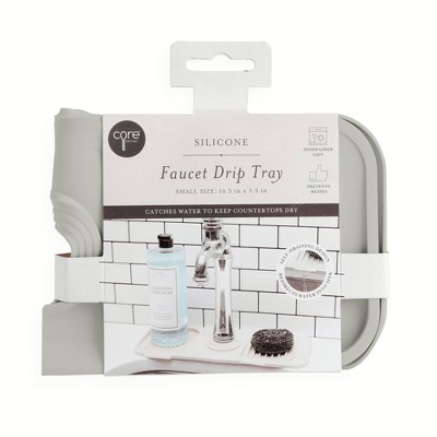 Core Kitchen Faucet Drip Tray: Silicone Dish Drying Mat, Beige, Dishwasher-Safe, 14.56" x 5.7"