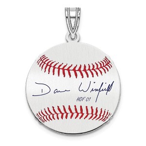 Black Bow Jewelry Sterling Silver Dave Winfield Signature SM Enamel Baseball Pendant - 1 of 4