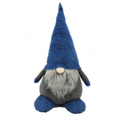 HomeRoots 23" Blue And Gray Fabric Standing Gnome Sculpture