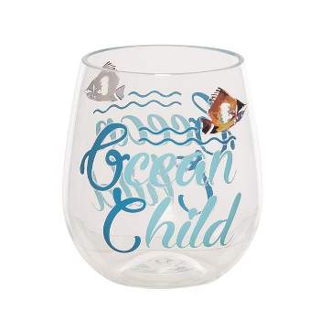 Beachcombers Ocean Child Acrylic Stemless Wine Glass Tumbler