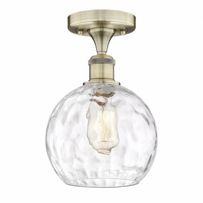 Athens Water Glass - 1 Light Semi-Flush Mount In Industrial Style-10.75 Inches Tall and 8 Inches Wide