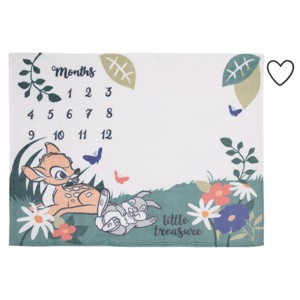Disney Bambi White and Green Little Treasure Super Soft Photo Op Milestone Baby Blanket - 1 of 4
