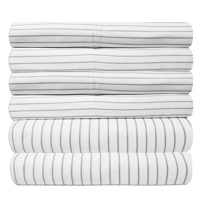 6 Piece Pinstripes Printed Sheet Set, Deluxe Ultra Soft 1500 Series, Double Brushed Microfiber by Sweet Home Collection®