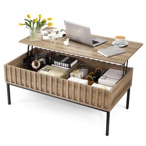 homfan Coffee Table - 2-Tier Table with Storage Shelf, Metal Frame Sofa Table for Small Spaces, Multi-Functional Center for Home Office Lounge - 1 of 4