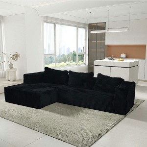 Resenkos L-Shaped Cloud Sectional Sofa, Features Plush Corduroy Upholstery and Deep Comfort Seating, No Assembly, - 1 of 4