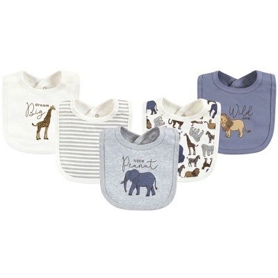 Touched By Nature Infant Boy Organic Cotton Bibs, Classic Safari, One ...