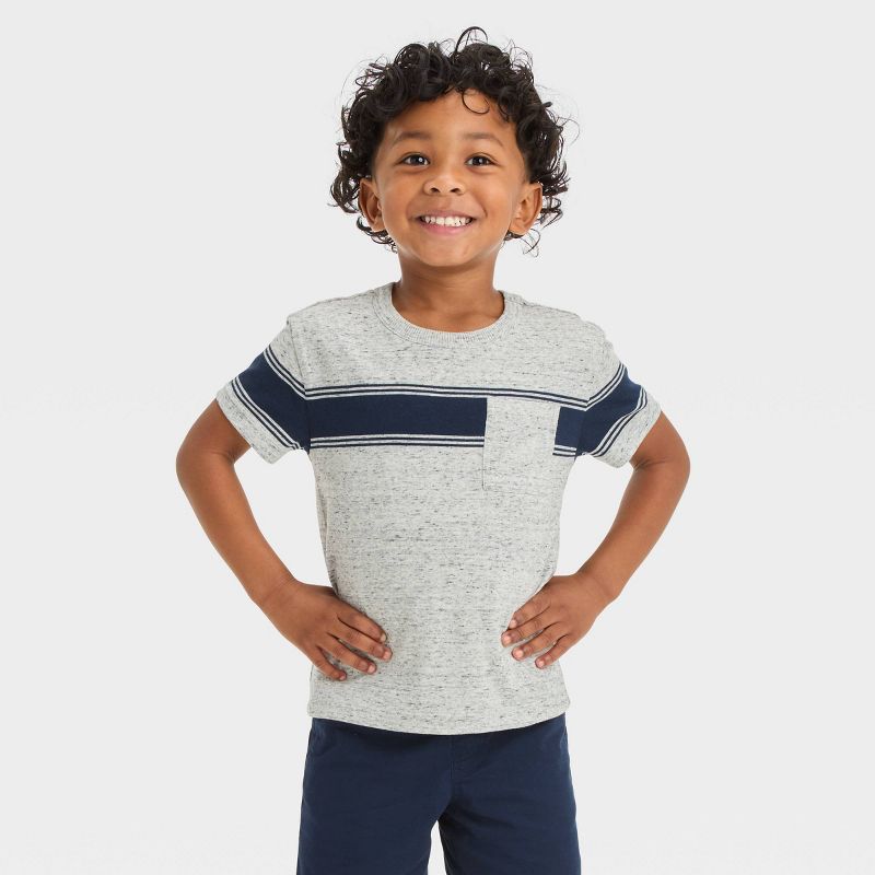 Toddler Boys' Short Sleeve Chest Striped Pocket T-Shirt - Cat & Jack™, 1 of 5