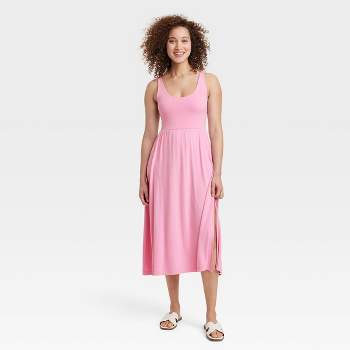 Buy Women Pink Solid Casual Dress Online - 760343