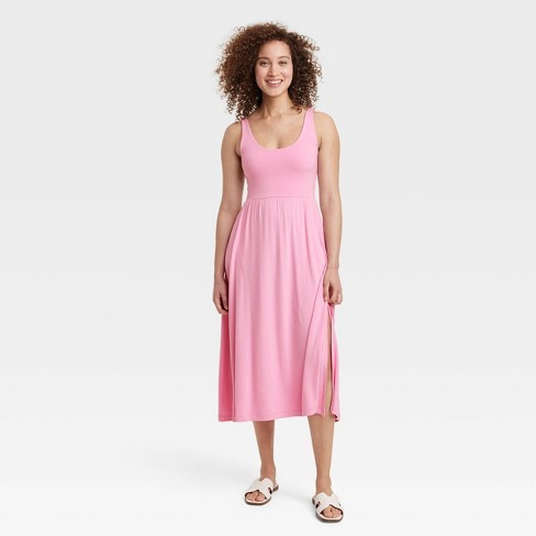 Women's Balloon Long Sleeve Midi A-line Dress - Universal Thread™ Pink Xs :  Target