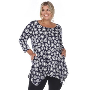 Plus Size Printed Geometric Tunic Top - White Mark - 1 of 4