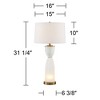 Possini Euro Design Newman Modern Table Lamp 31 1/4" Tall White Glass with Night Light LED Off White Hourglass for Bedroom Living Room Bedside Office - 4 of 4