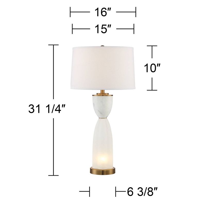 Possini Euro Design Newman Modern Table Lamp 31 1/4" Tall White Glass with Night Light LED Off White Hourglass for Bedroom Living Room Bedside Office, 4 of 10
