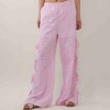 Women Everyday Checked Elastic Waist Side Strape Bowtie Casual Loungewear Pants Cherie Code - 2 of 4
