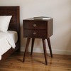 HomeRoots 22" Walnut Solid Wood Square Two Drawer Nightstand - 2 of 4