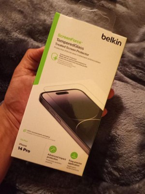  Belkin Paquete de 2 protectores de pantalla para iPhone 13 Mini,  vidrio templado, fácil aplicación sin burbujas con calcomanías guía  incluidas : Celulares y Accesorios