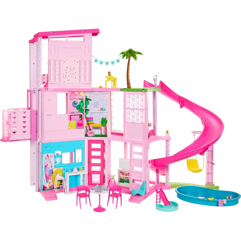 Barbie Dreamhouse Pool Party Doll House with 75+ pc, 3 Story Slide