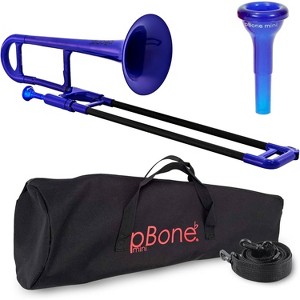pInstrument Plastic Kids pBone Mini Trombone - Mouthpiece and Carrying Bag- Lightweight Versatile - 1 of 4