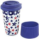 Blue Rose Polish Pottery Americana Travel Coffee Mug