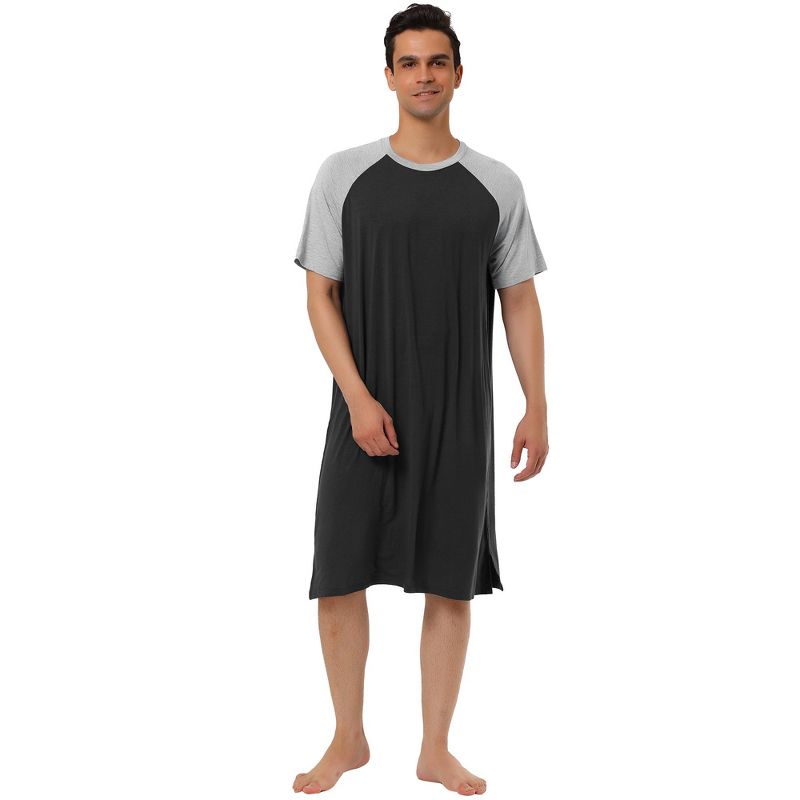 Lars Amadeus Men's Comfy Lounge Soft Loose Short Sleeves Sleep Nightgown, 1 of 7