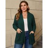 Coolmee Women's Plus Size Cardigan Shawl Long Sleeve Outerwear Lightweight Open Front Ribbed Knit Casual Cardigan Sweaters with Pockets 3XL Green - 2 of 4