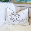 YOOCOZZ Christmas Trendy Decor, Household Supplies, Merry & Bright Christmas Throw Pillow – 14x20" White and Silver Embroidered Velvet Lumbar Cushion - 4 of 4